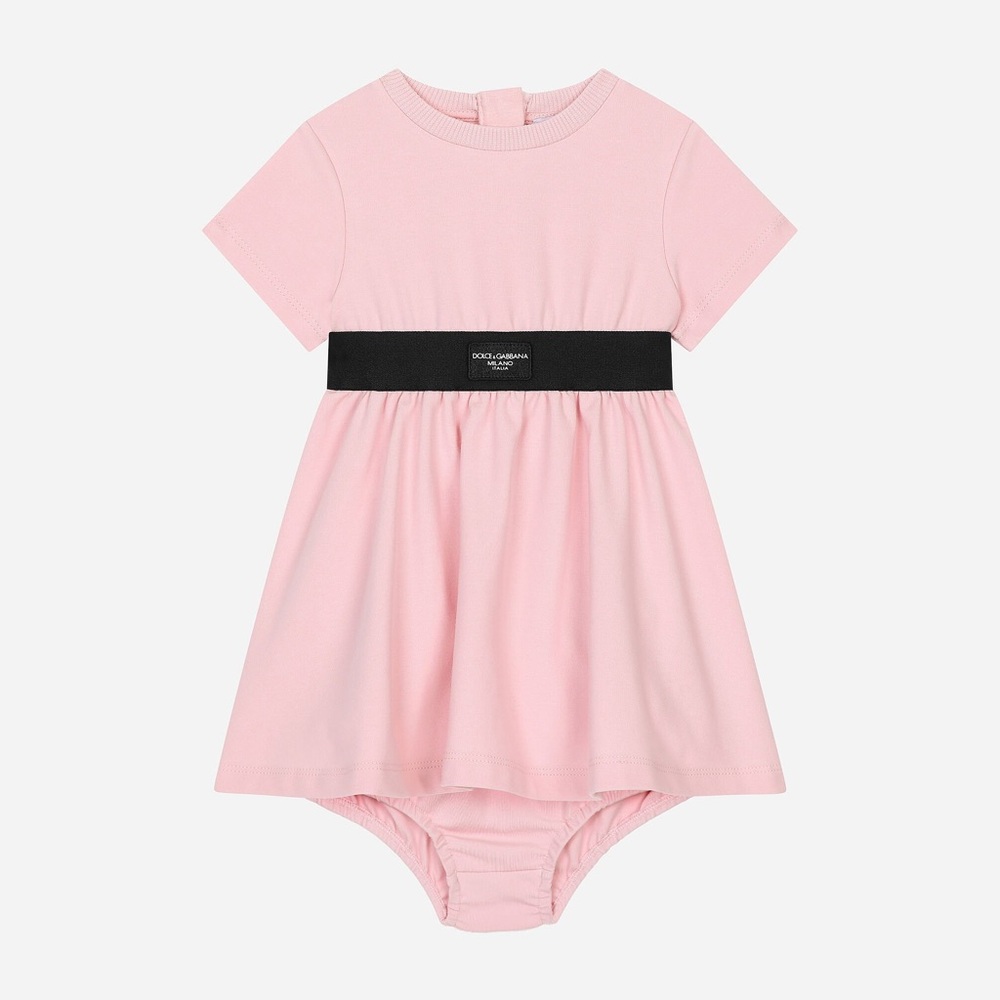 Dolce & Gabbana Girl's Logo-Printed Jersey Dress W/ Bloomers